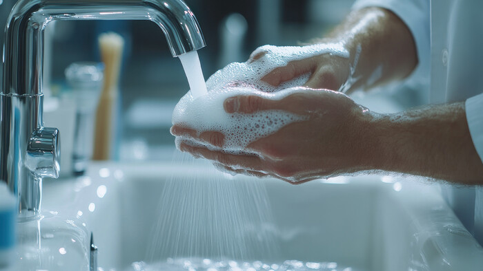 Teplá voda na mytí rukou se vyrábí rekuperací tepla kompresoru